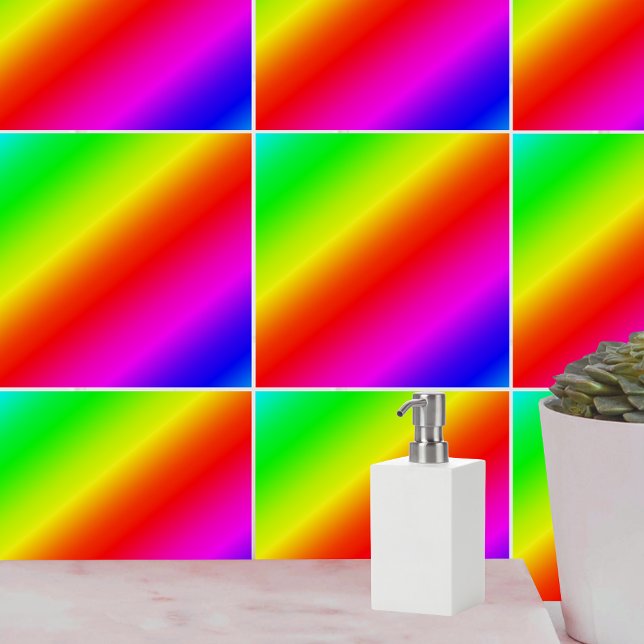 Diagonal Rainbow Gradient Red to Green Tile (Diagonal Rainbow Gradient Red to Green Tile)