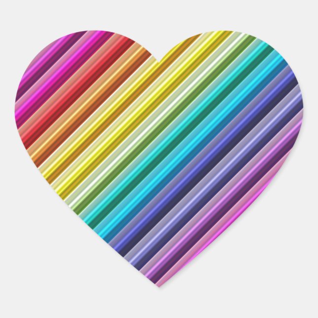 Diagonal Rainbow Heart Sticker (Front)