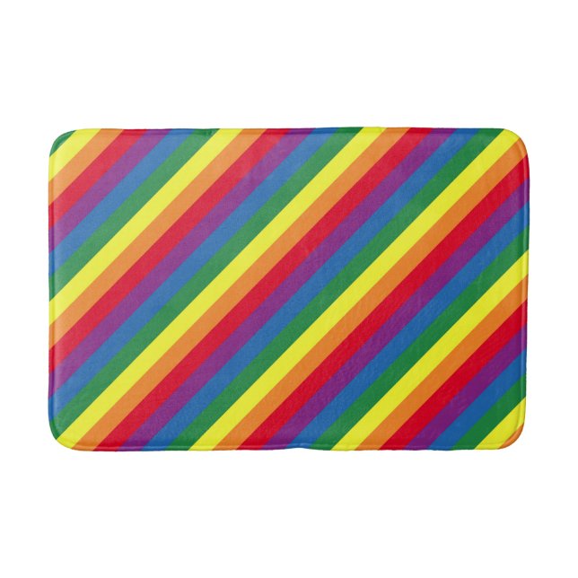 Diagonal Rainbow Pattern Bath Mat (Front)