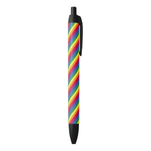 Diagonal Rainbow Pattern Black Ink Pen