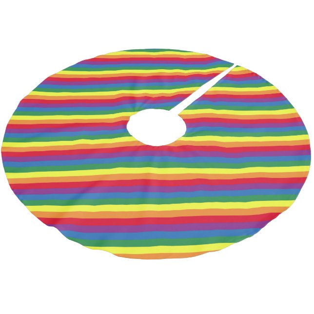 Diagonal Rainbow Pattern Brushed Polyester Tree Skirt (Angled)