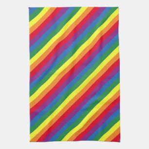 Diagonal Rainbow Pattern Kitchen Towel