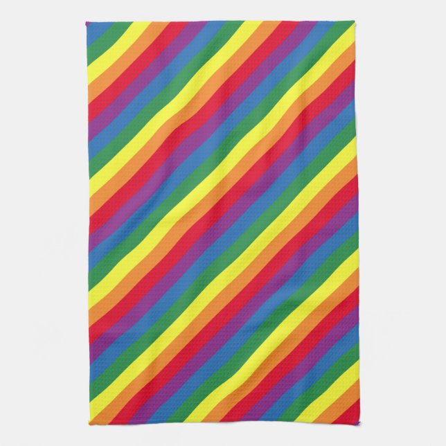 Diagonal Rainbow Pattern Kitchen Towel (Vertical)