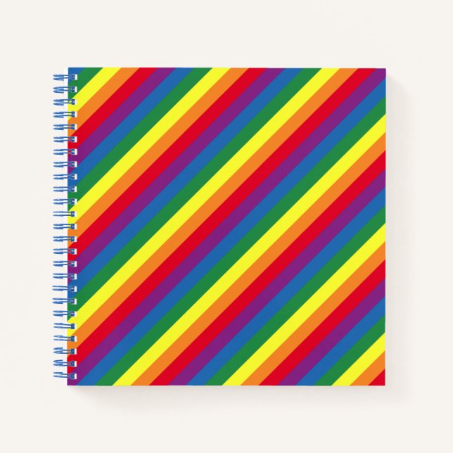 Diagonal Rainbow Pattern Notebook (Front)