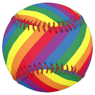 Diagonal Rainbow Pattern Softball
