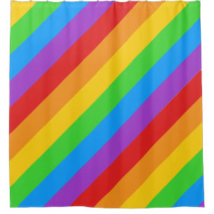 Diagonal Rainbow Pride Shower Curtain: Bold Stripe