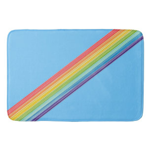 Diagonal rainbow stripes bath mat