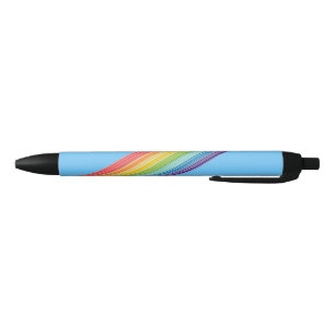 Diagonal rainbow stripes black ink pen