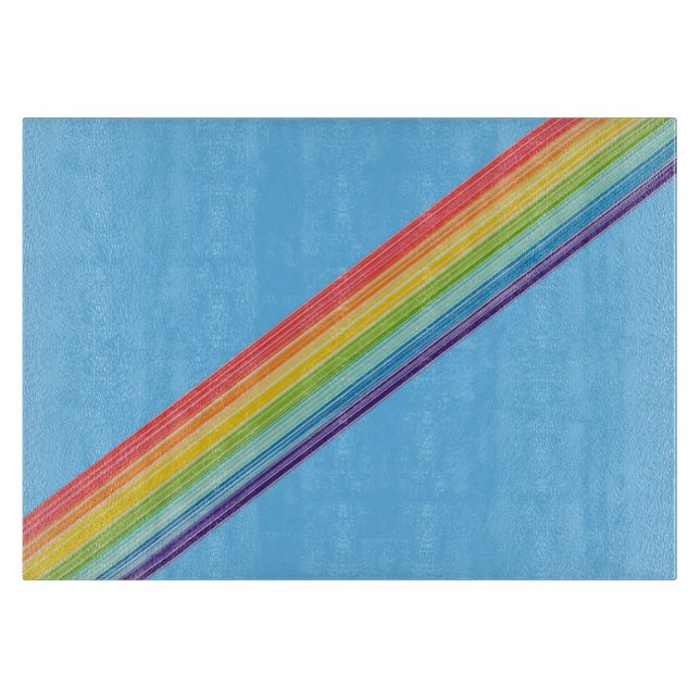 Diagonal rainbow stripes cutting board (Front)