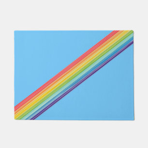 Diagonal rainbow stripes doormat