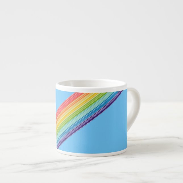 Diagonal rainbow stripes espresso cup (Front Right)