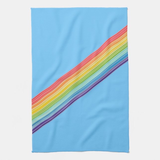 Diagonal rainbow stripes kitchen towel (Vertical)