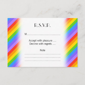 Diagonal Rainbow Stripes Pattern. RSVP Card