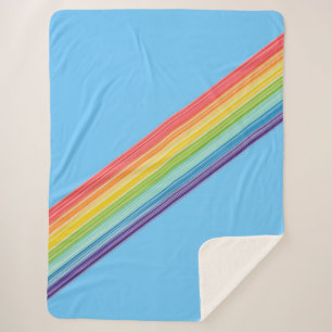 Diagonal rainbow stripes sherpa blanket