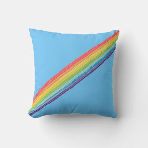 Diagonal rainbow stripes throw pillow
