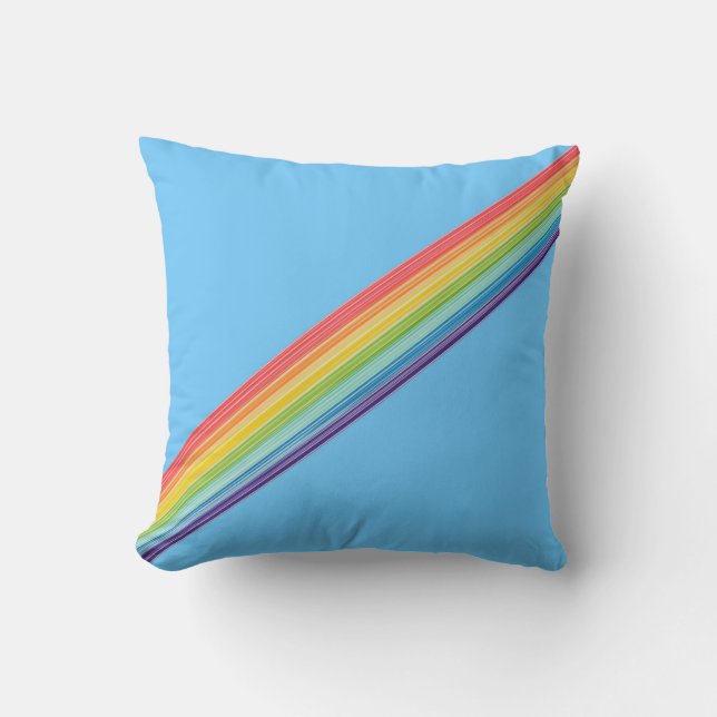 Diagonal rainbow stripes throw pillow (Front)
