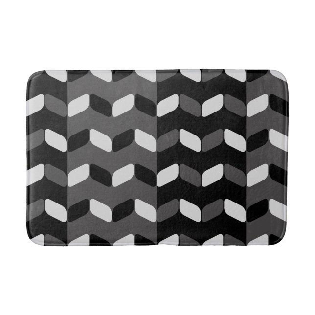 Diagonal Rectangles Black Dark Grey Bath Mat (Front)