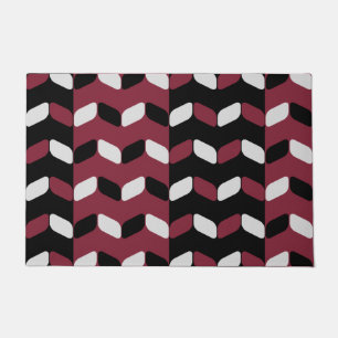 Diagonal Rectangles Black Maroon Doormat