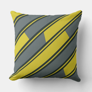 Diagonal Rectangles in Yellow and Dark Grey Throw Pillow