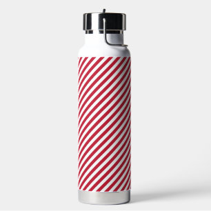 Diagonal red and white stripes pattern water bottle
