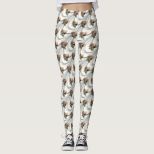 Diagonal Red rose curtain Thunder_Cove Leggings