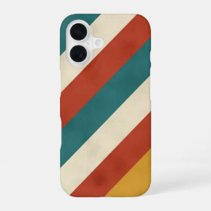 Diagonal Retro Bands iPhone 16 Case