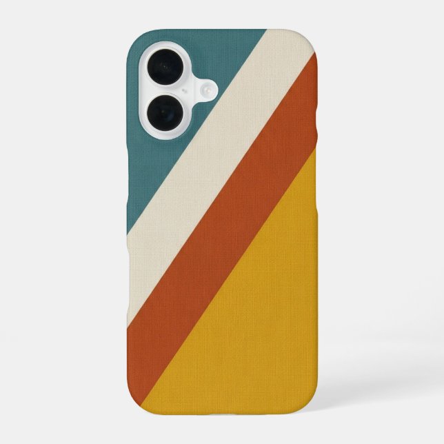 Diagonal Retro Bands iPhone 16 Case (Back)