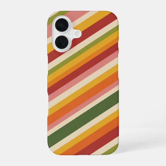 Diagonal Retro Stripes iPhone 16 Case (Back)