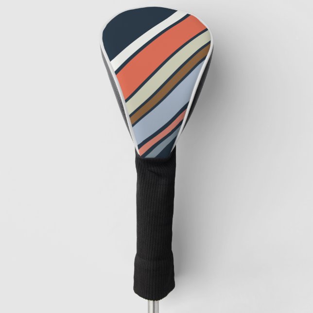 Diagonal retro style stripes design golf head cover (Front)