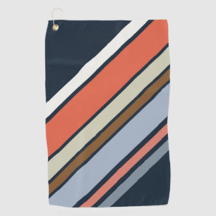 Diagonal retro style stripes design golf towel