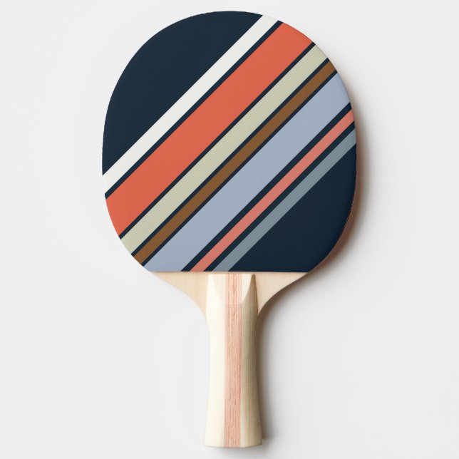 Diagonal retro style stripes design ping pong paddle (Front)
