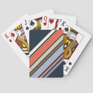 Diagonal retro style stripes design playing cards