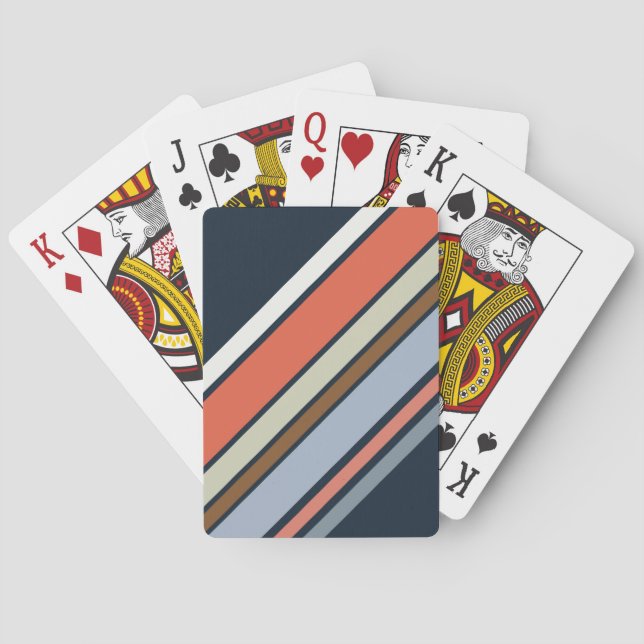 Diagonal retro style stripes design playing cards (Back)