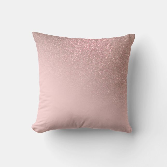 Diagonal Rose Gold Blush Pink Ombre Gradient Outdoor Pillow (Front)