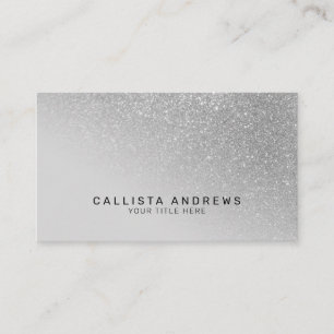 Diagonal Silver Glitter Gradient Ombre Monogram Business Card