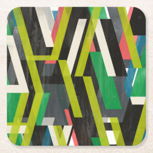 Diagonal Slipstream Pattern Square Paper Coaster