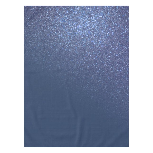 Diagonal Sparkly Navy Blue Glitter Gradient Ombre Tablecloth (Front)