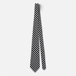 Diagonal Spots - Black on White Neck Tie