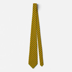 Diagonal Spots - Orange on Grass Green Tie
