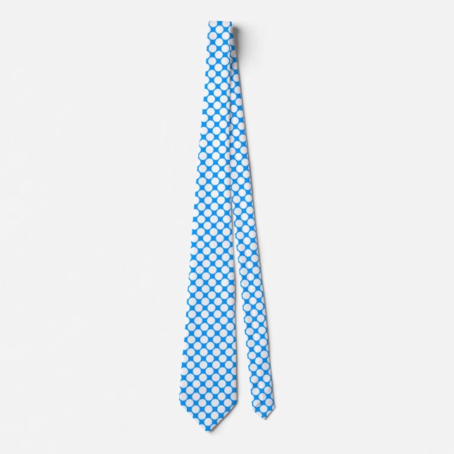 Diagonal Spots - White on Mid-Blue Neck Tie (Front)
