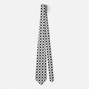 Diagonal Squares - Black and Grey on White Neck Ti Tie