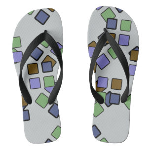 Diagonal Squares Blue on any Colour Flip Flops