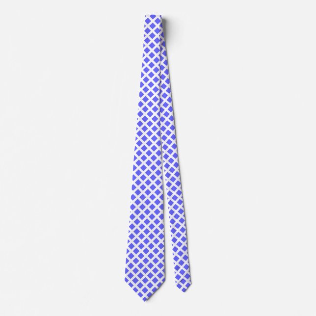 Diagonal Squares - Electric Blue on White Tie (Front)