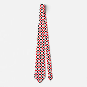 Diagonal Squares -  Red and Black on White Neck Ti Tie