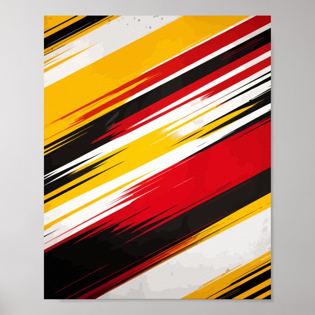 Diagonal Streaks in Yellow, Red, Black, and White Poster (Front)