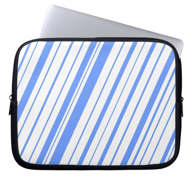 Diagonal Stripe ~ Cornflower Blue Laptop Sleeve (Front)