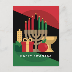 diagonal stripe Happy Kwanzaa Postcard