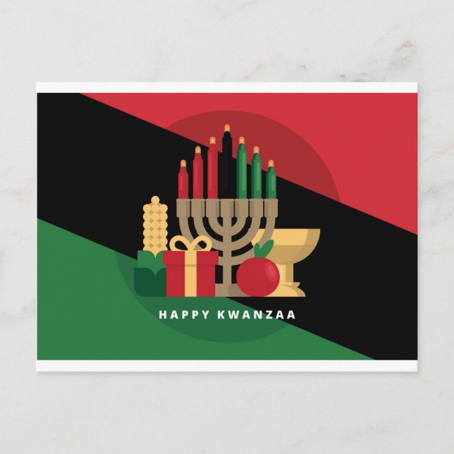 diagonal stripe Happy Kwanzaa Postcard (Front)