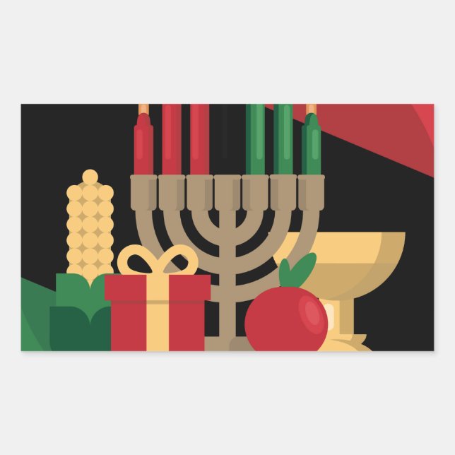 diagonal stripe Happy Kwanzaa Sticker (Front)