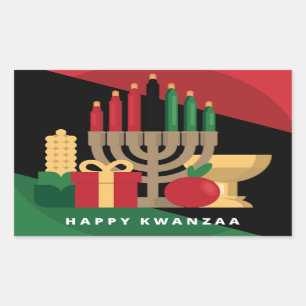 diagonal stripe Happy Kwanzaa Sticker
